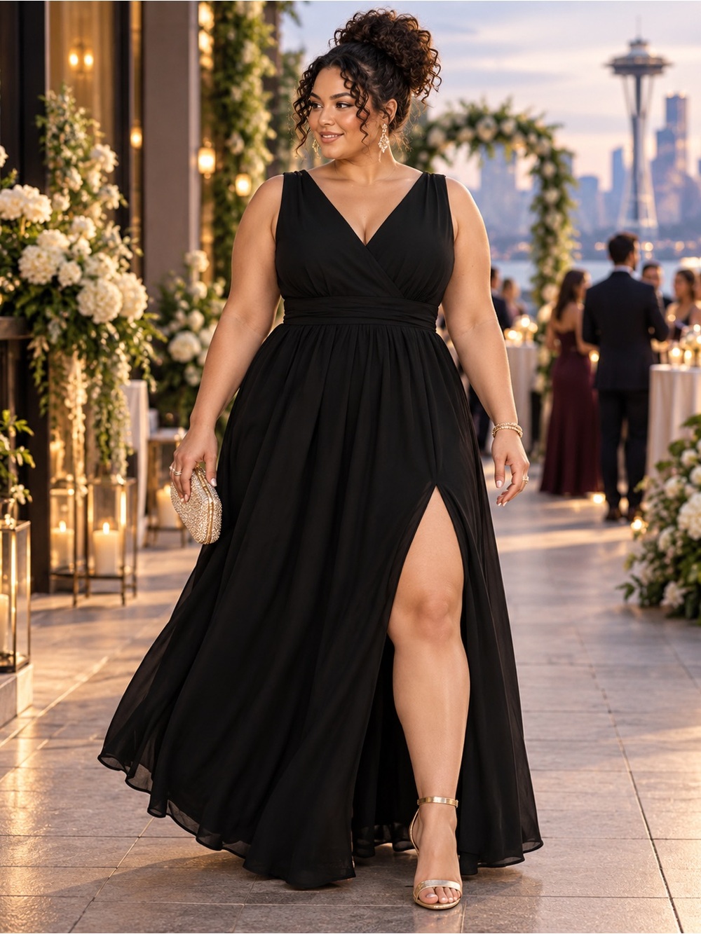NWOT Lulu's Black Surplice Maxi Dress Size 3X=22/24